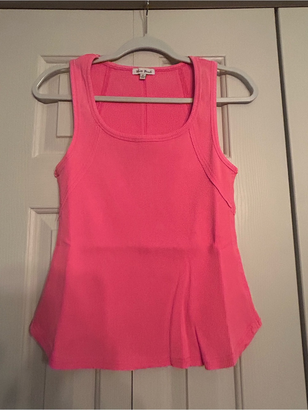 white birch Bright Pink Ribbed Tank Top